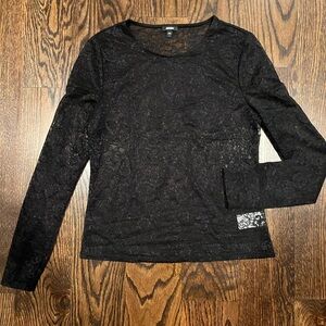 Express Black Long Sleeve Lace Top